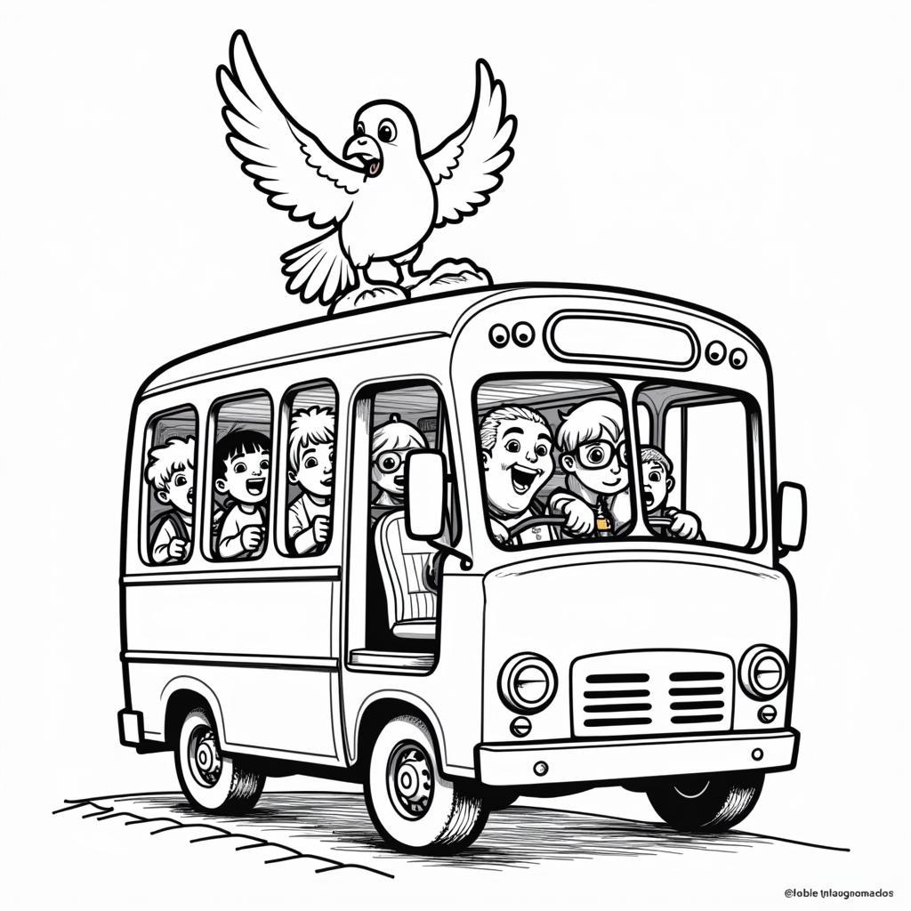 Mo Willems Pigeon Coloring Page - The Pigeon Drives the Bus