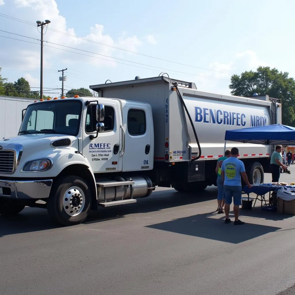 Mobile shredding unit at a free shred day event