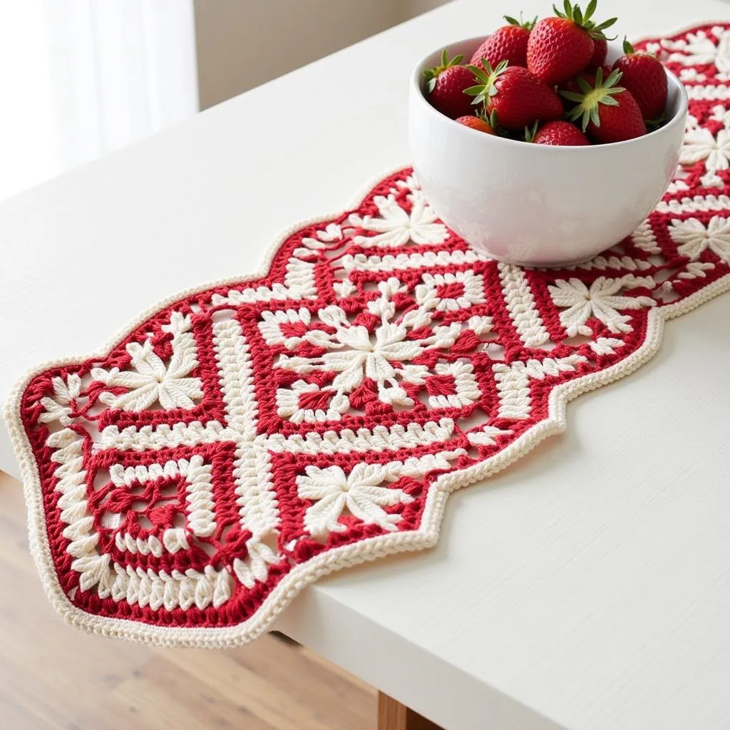 Free Crochet Pattern for a Modern Christmas Table Runner