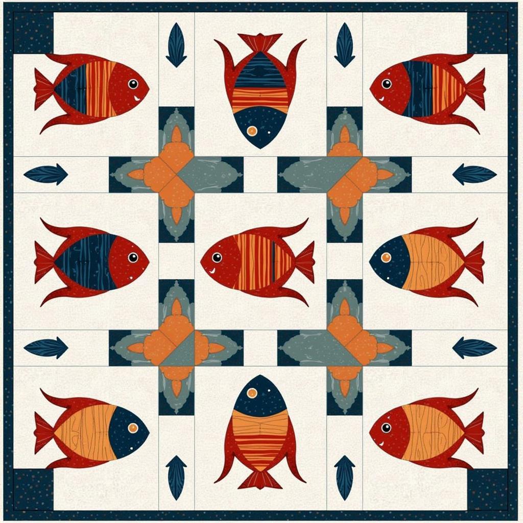 Modern Fish Quilt Pattern with Bold Colors