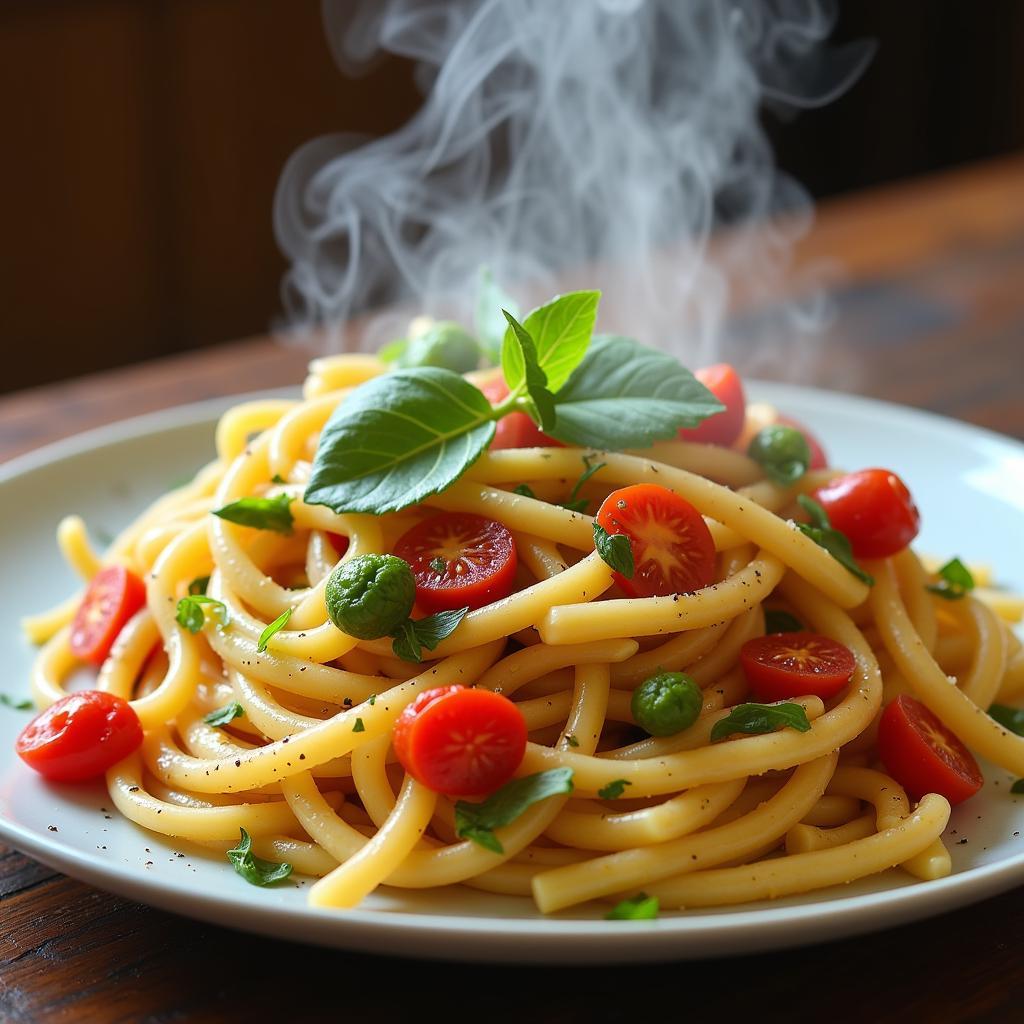 A plate of delicious gluten-free pasta with vegetables