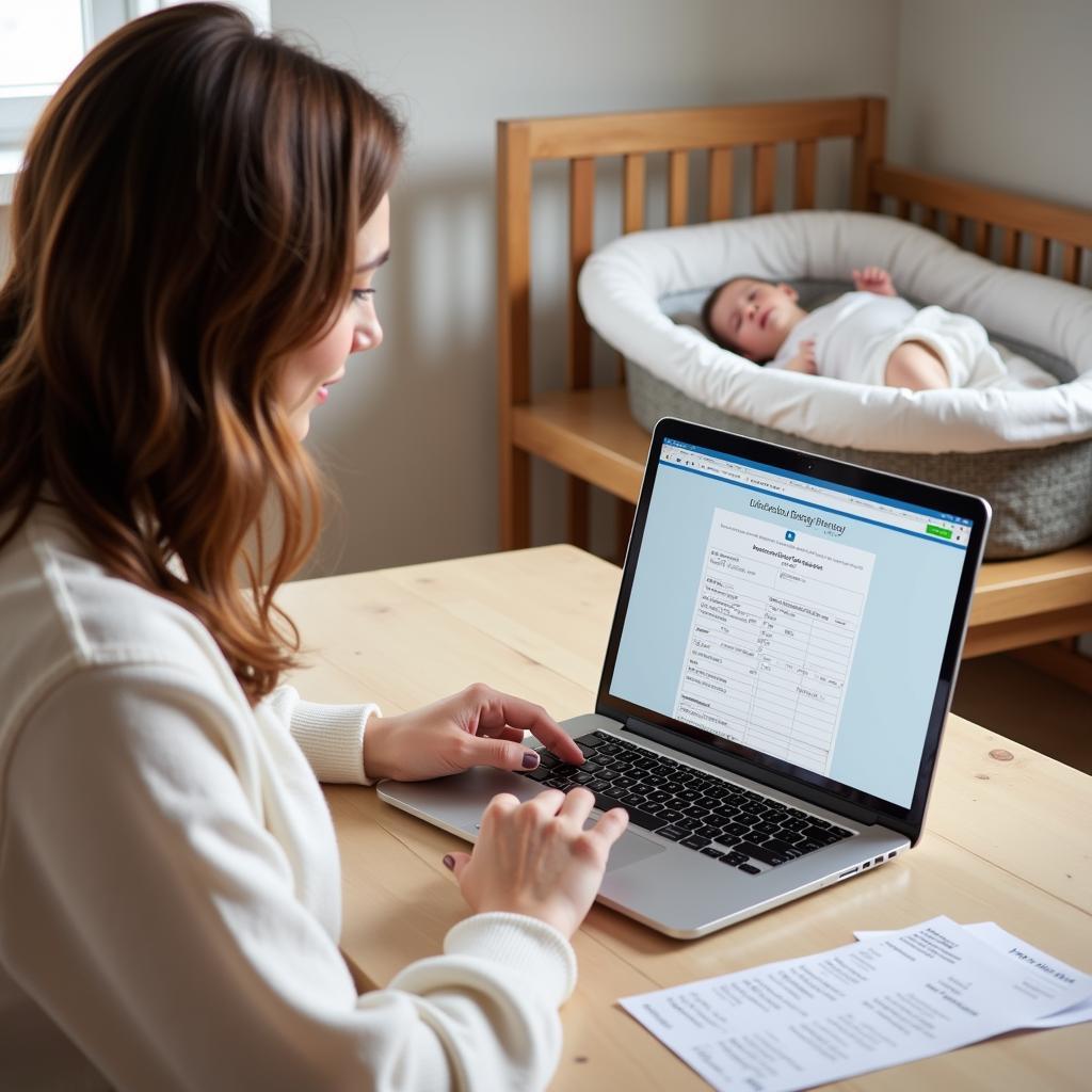 Mother Filling Insurance Claim for Breast Milk Storage Bags