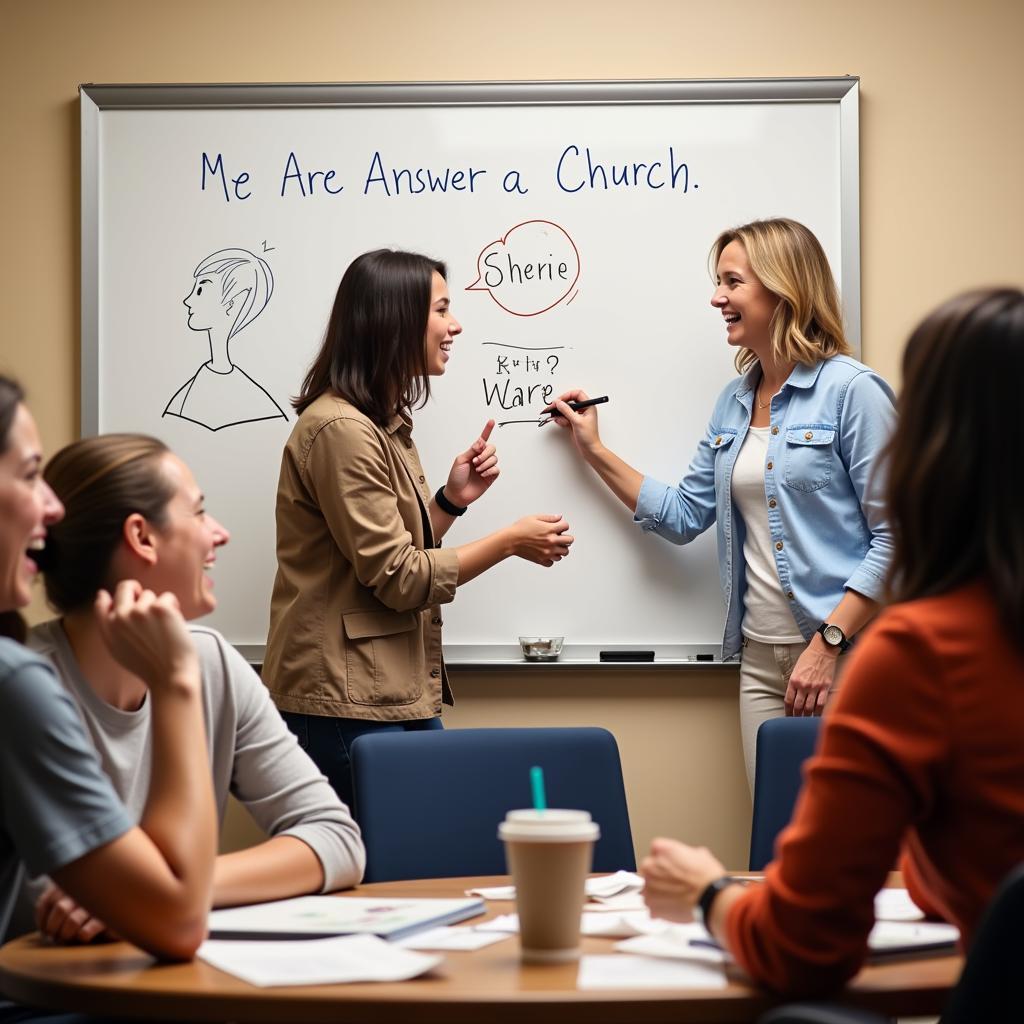 Church Members Enjoying Mother's Day Pictionary