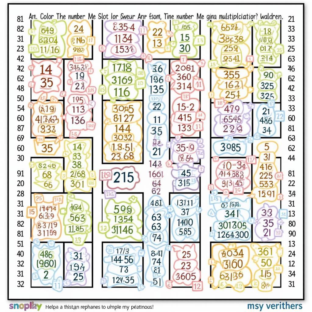 Example of a Multiplication Color By Number Worksheet