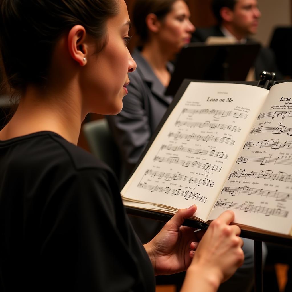 Practicing "Lean on Me" with Sheet Music