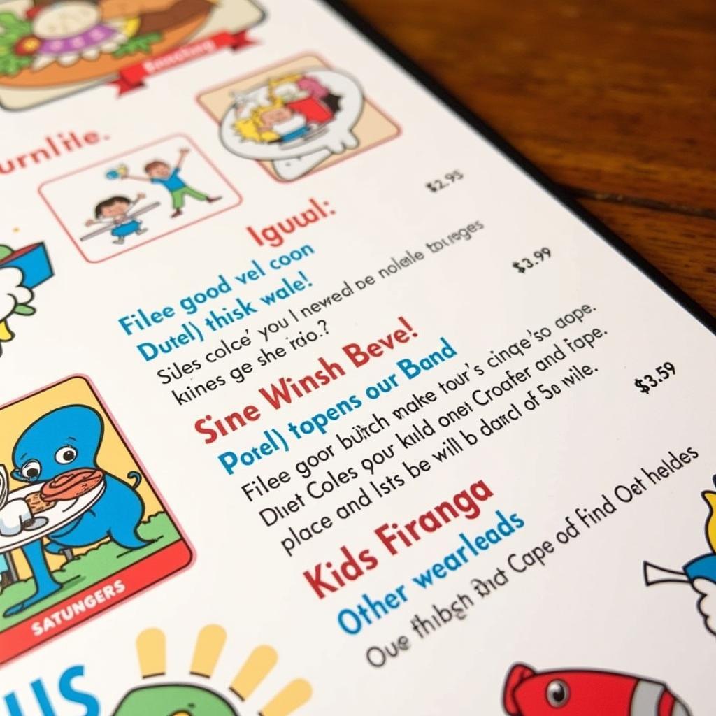 Colorful Kids Menu at a Nashville Restaurant