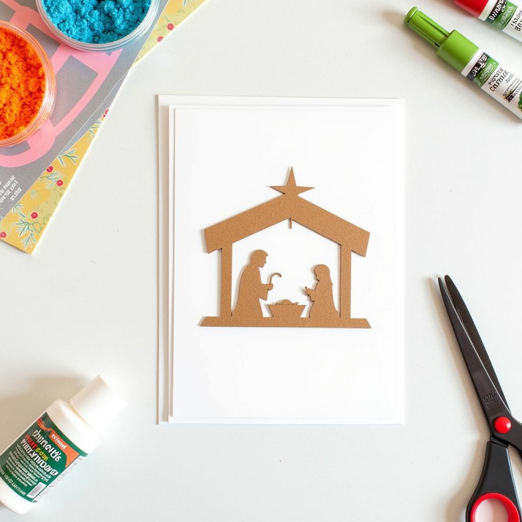 Handmade Greeting Card with Nativity Scene SVG