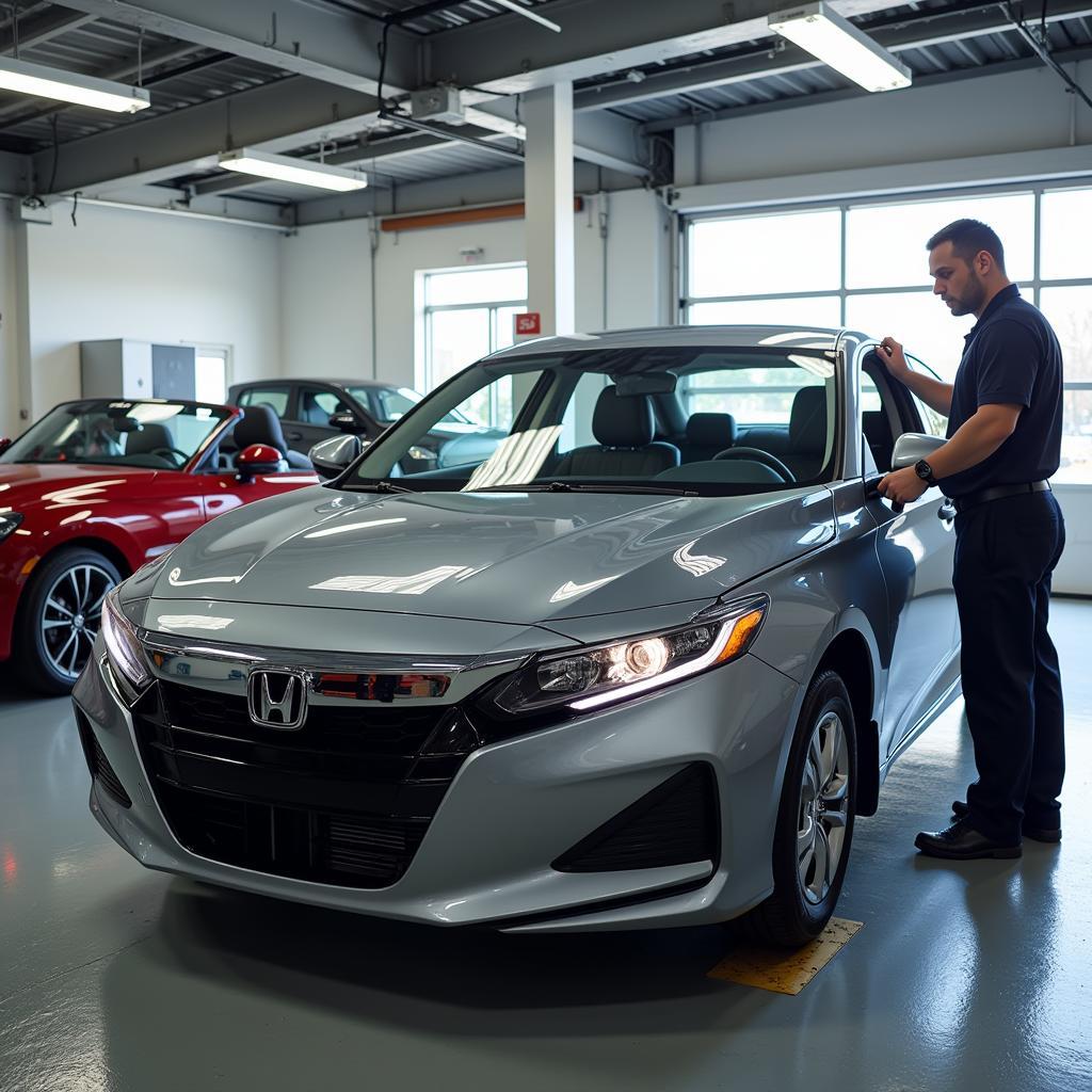 New Honda Car in Service Bay