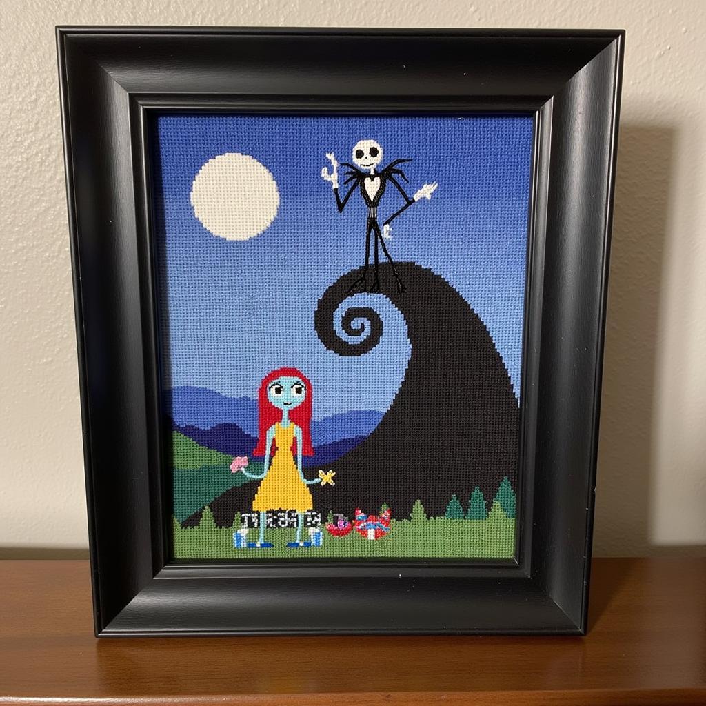 Finished Nightmare Before Christmas cross stitch project