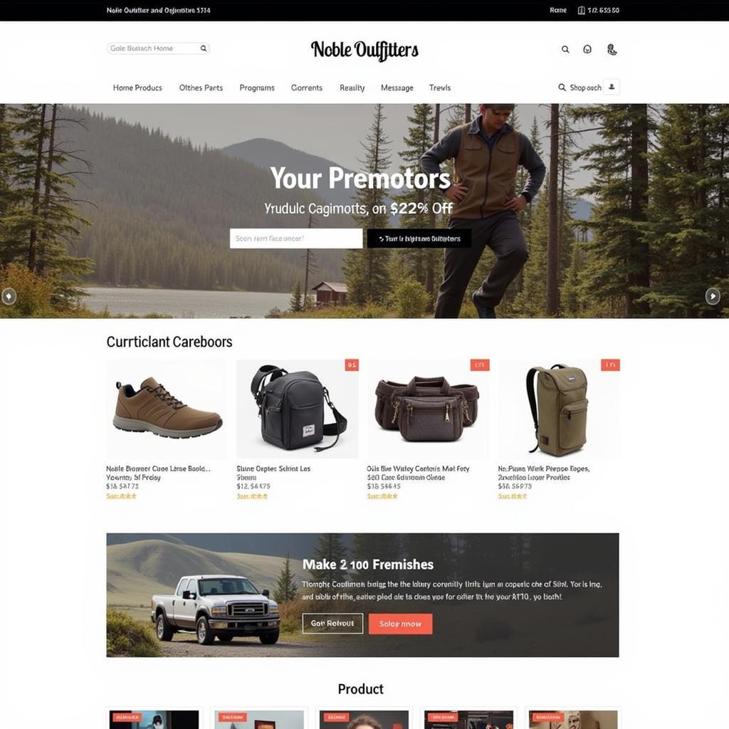 Noble Outfitters Website Homepage