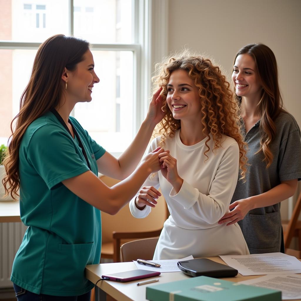 Woman Receiving a Wig Donation