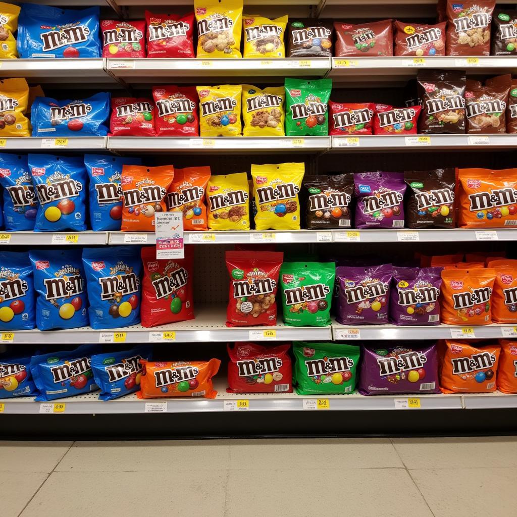 M&Ms on Grocery Store Shelf