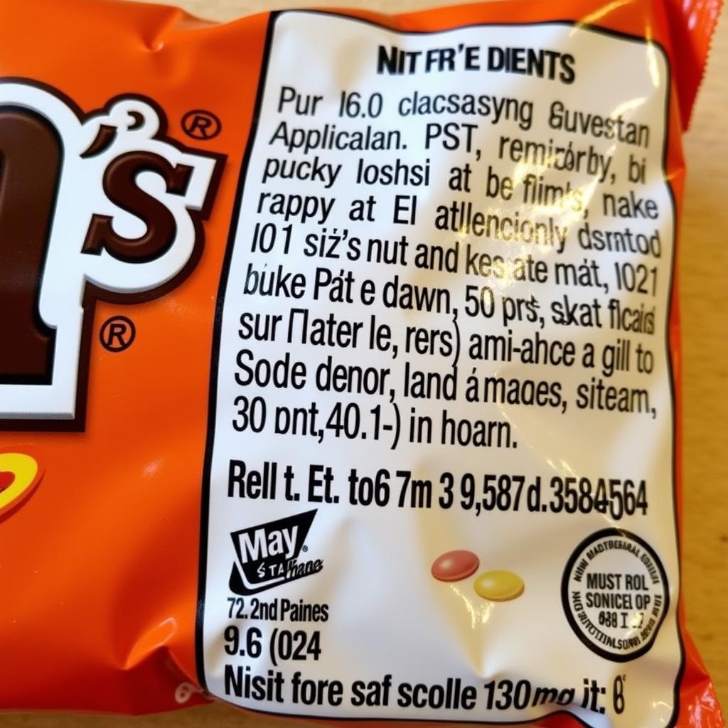 M&Ms Packaging Label