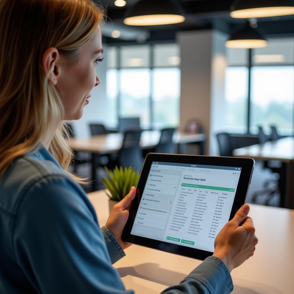 Employee Using Office Desk Booking System