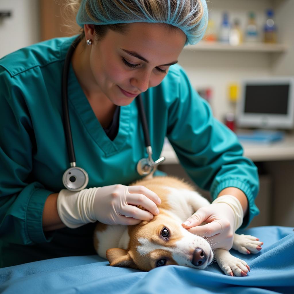 Veterinarian Performing Spay Surgery