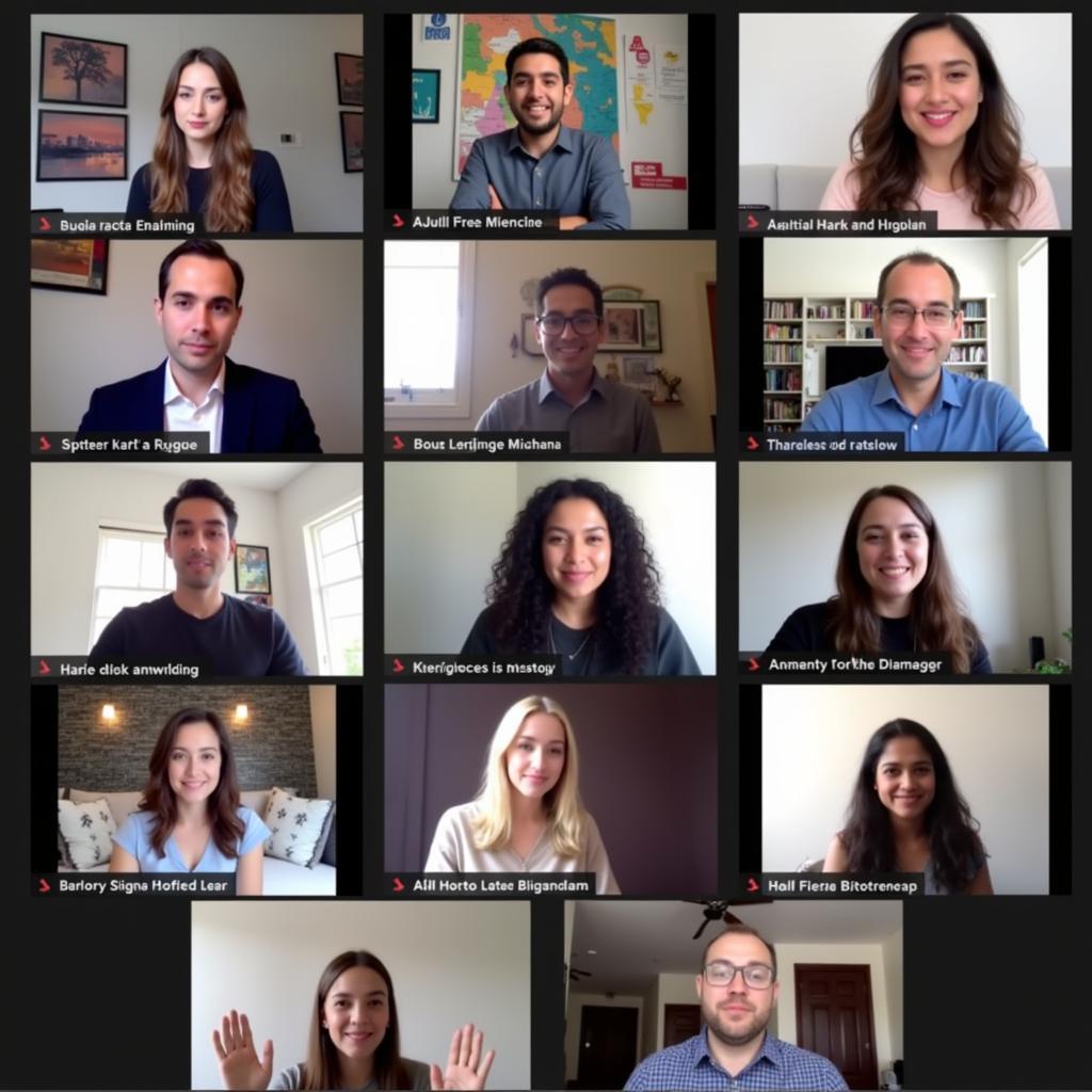 A diverse group of people engage in a video call, discussing Coptic language