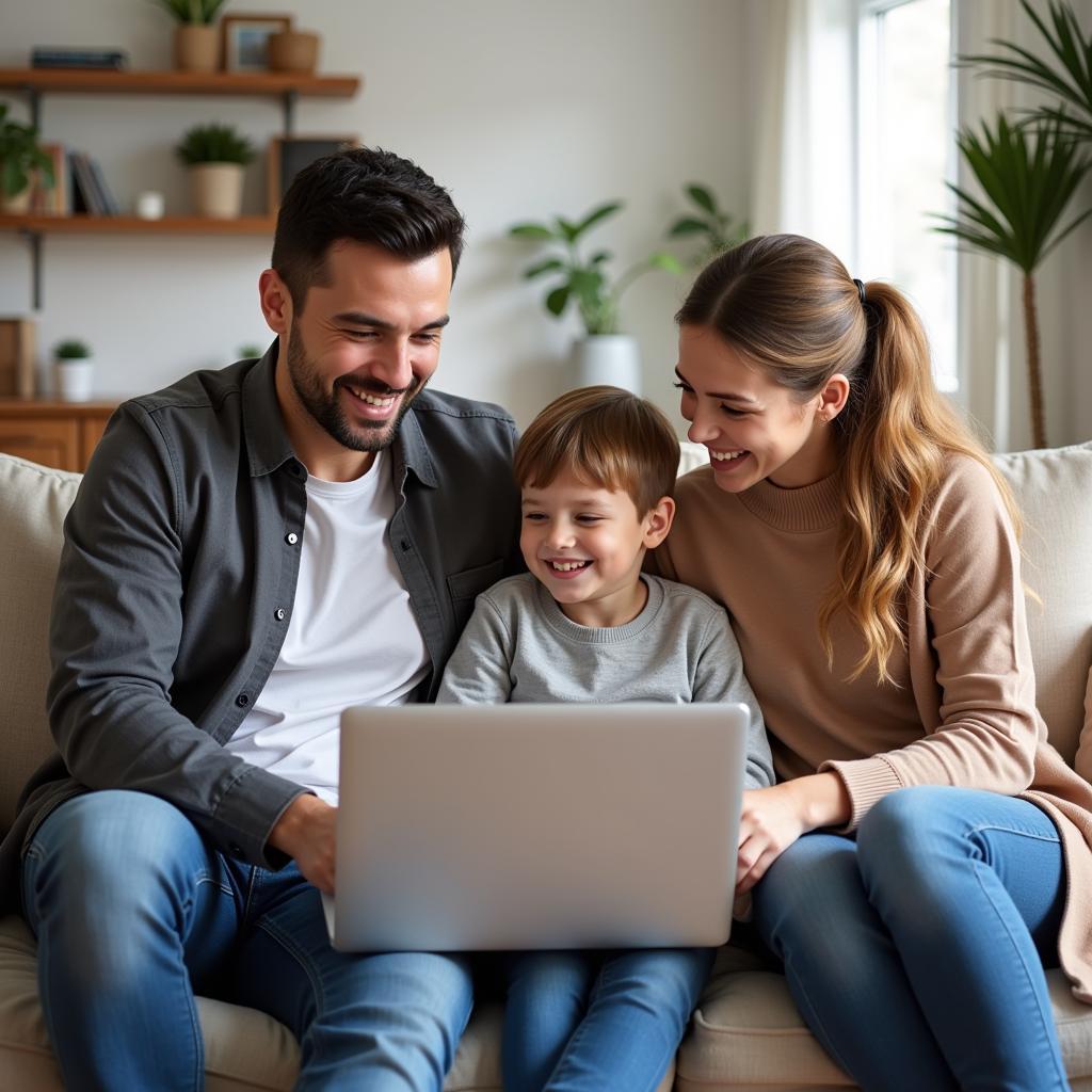 Family having online consultation with pediatrician