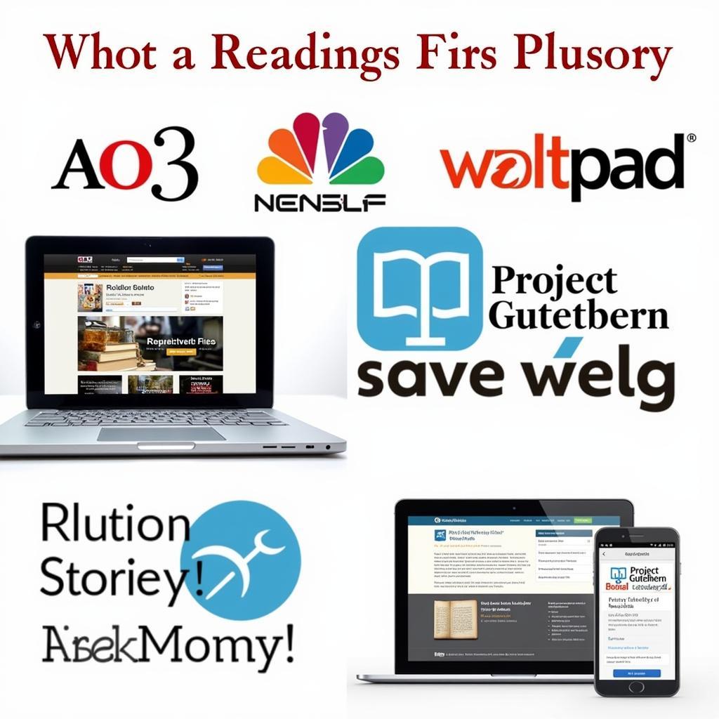 Collage of websites and apps for reading