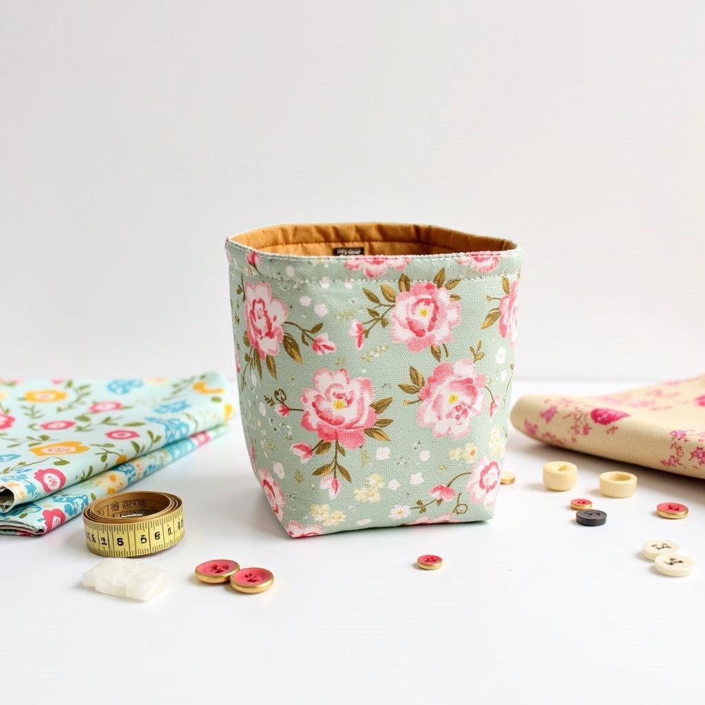 Finished Open Out Box Pouch with Sewing Supplies