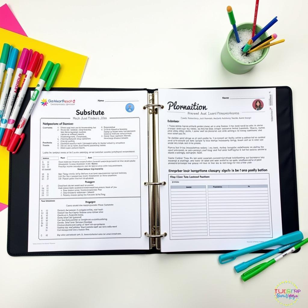Organized Substitute Teacher Binder with Forms