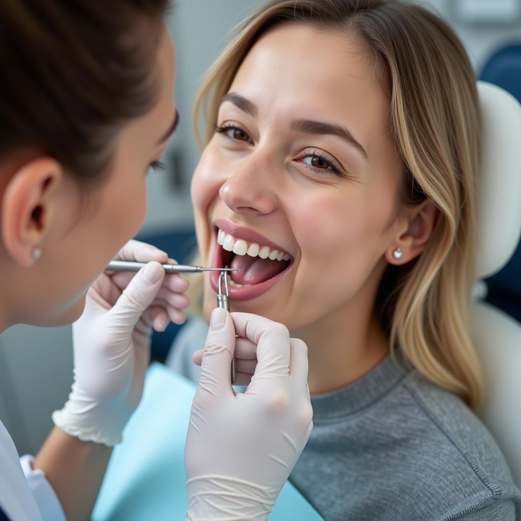 Orthodontist Examining Patient's Teeth