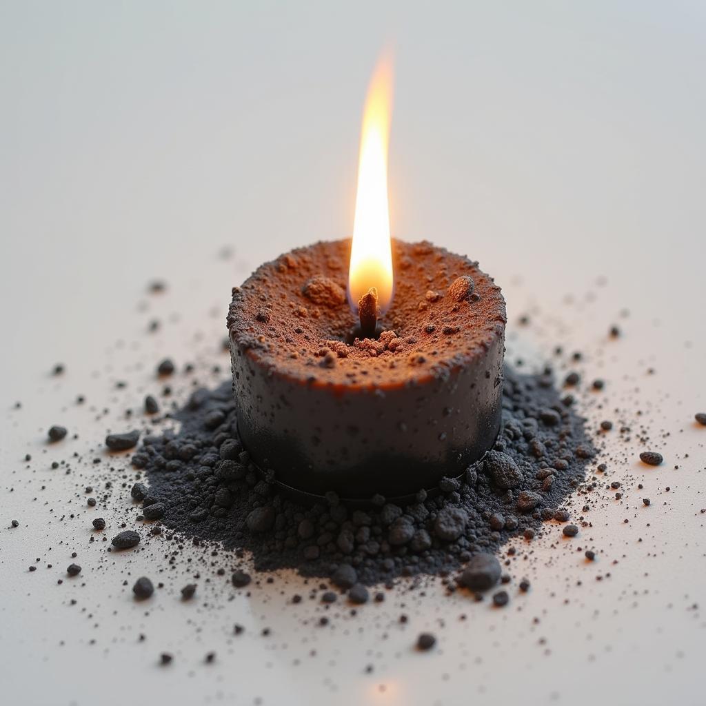 Black soot from a burning paraffin candle