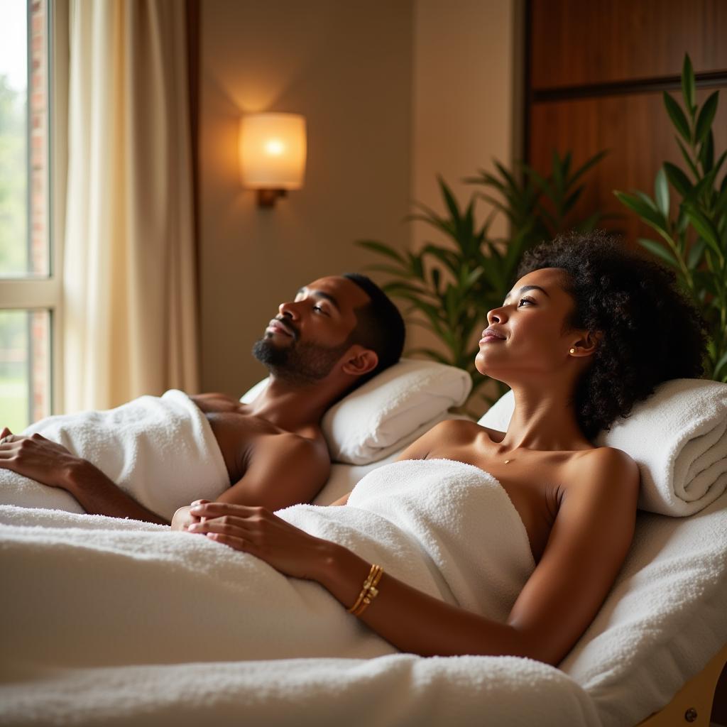 Pastor and spouse enjoying a relaxing spa day during their free vacation