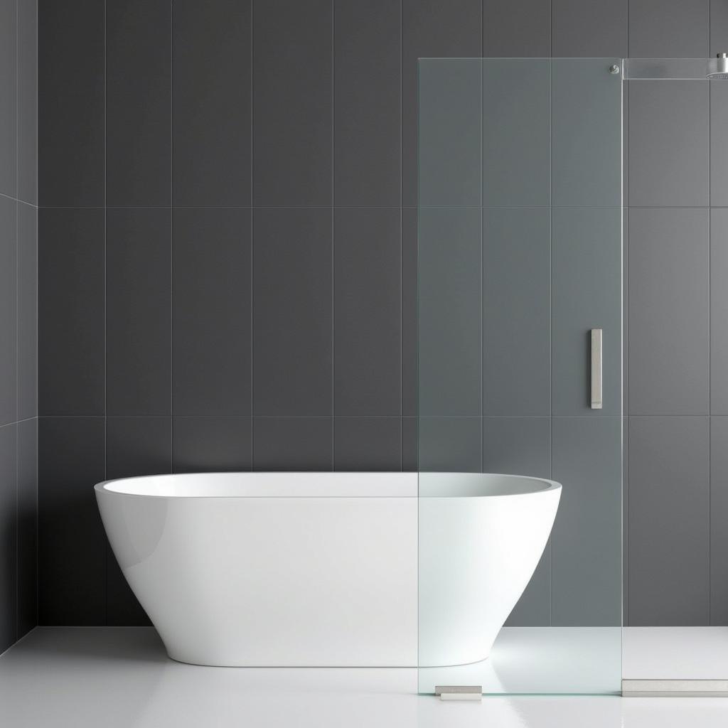 Minimalist bathroom with a pedestal tub and shower