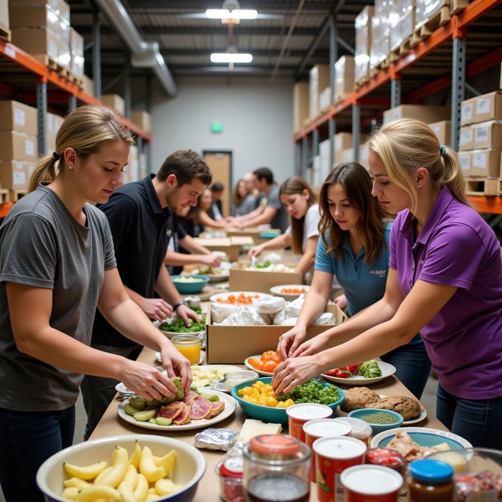 Volunteers Sorting Food Donations at a Pensacola Food Bank