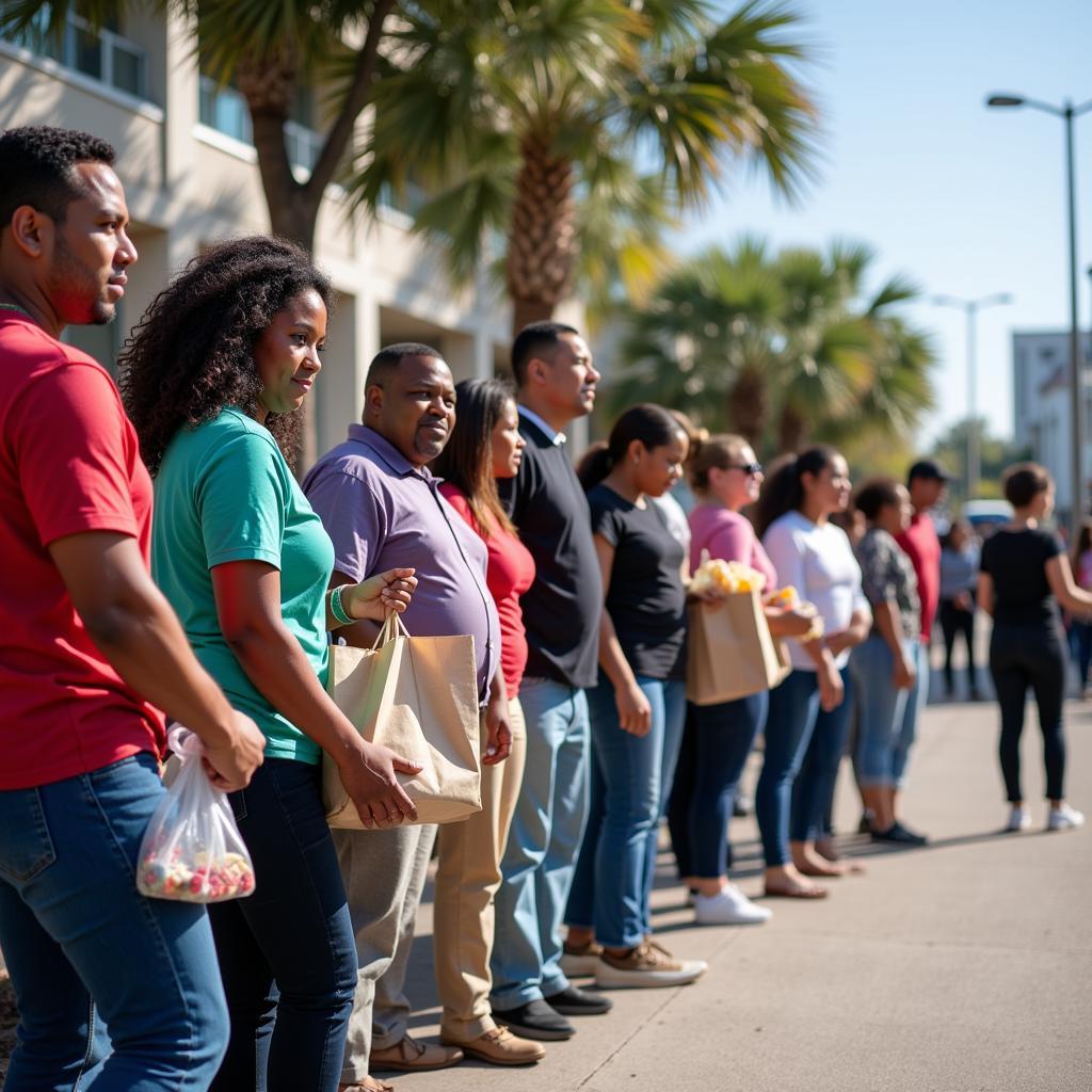 People Queuing for a Food Giveaway in Pensacola