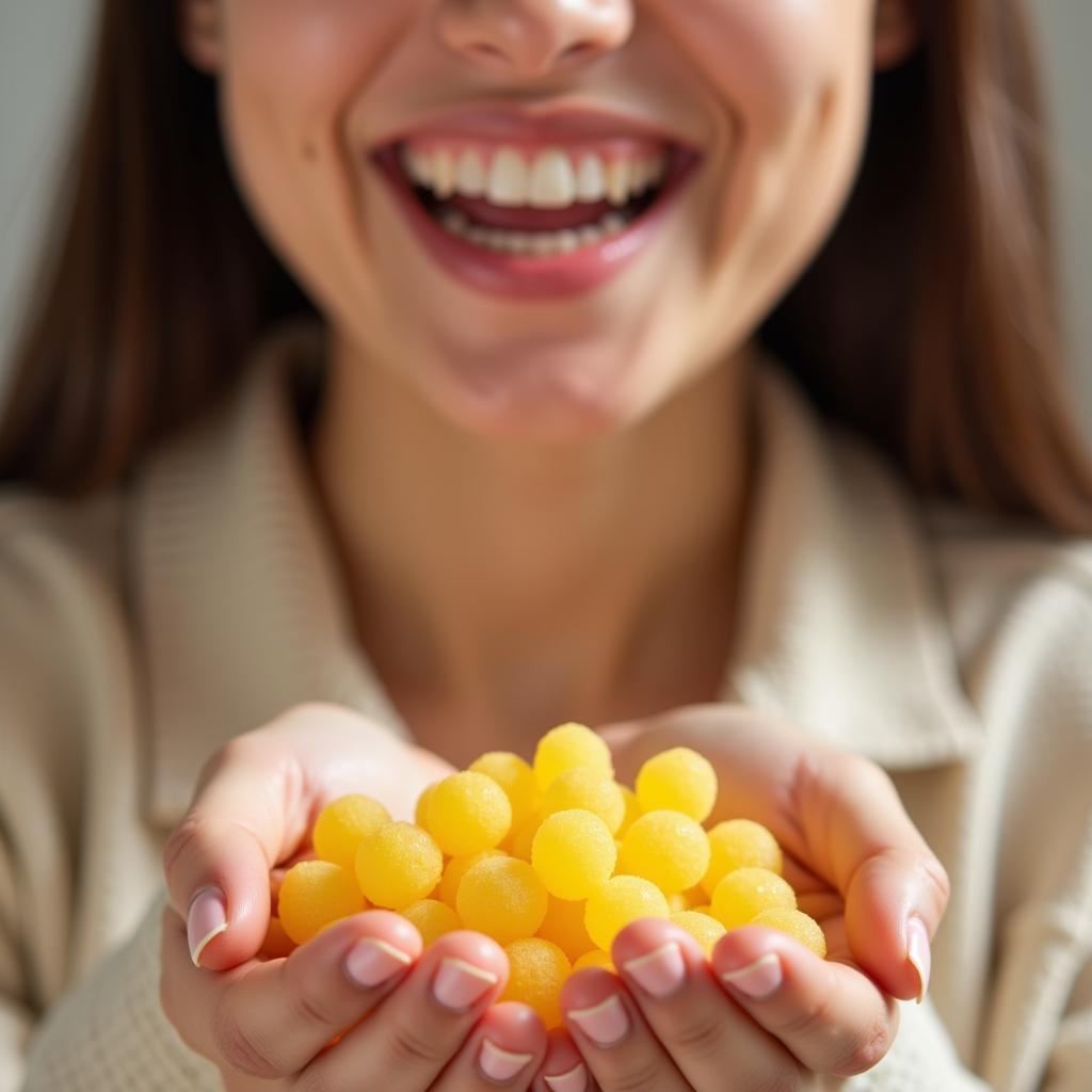 Person Enjoying Sugar-Free Lemon Drops