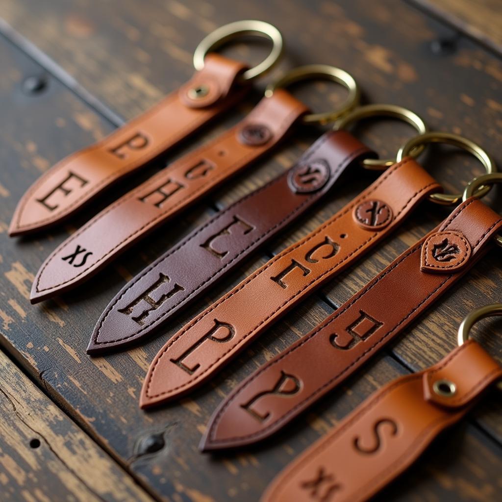 Personalized Leather Keychains with Initials