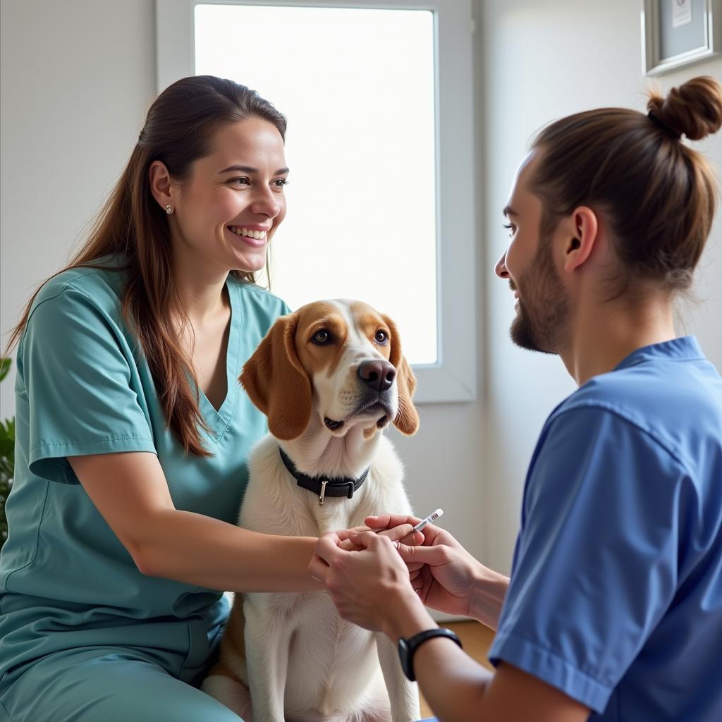 Pet Owner Discussing Vaccination with a Veterinarian