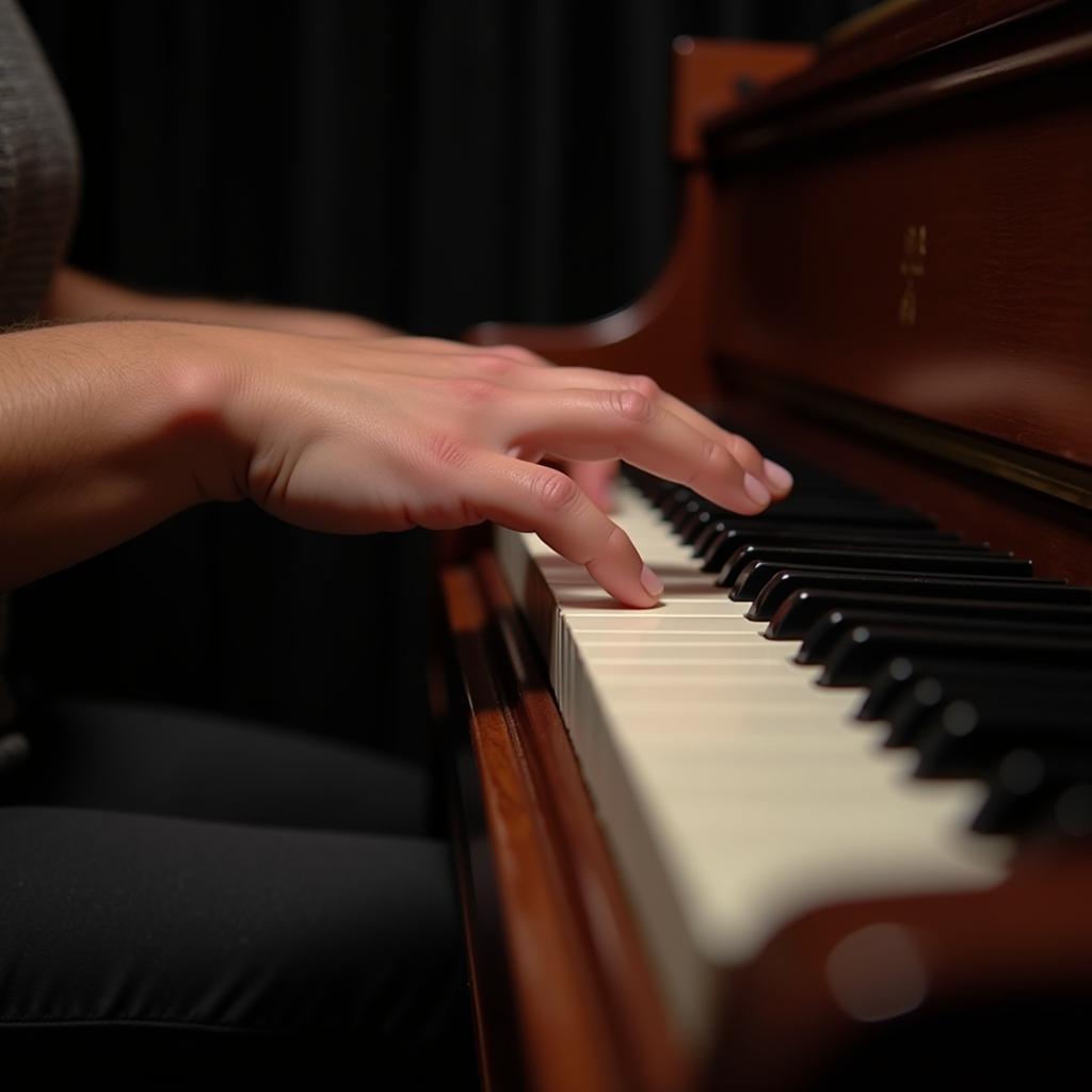 A pianist passionately playing a piece