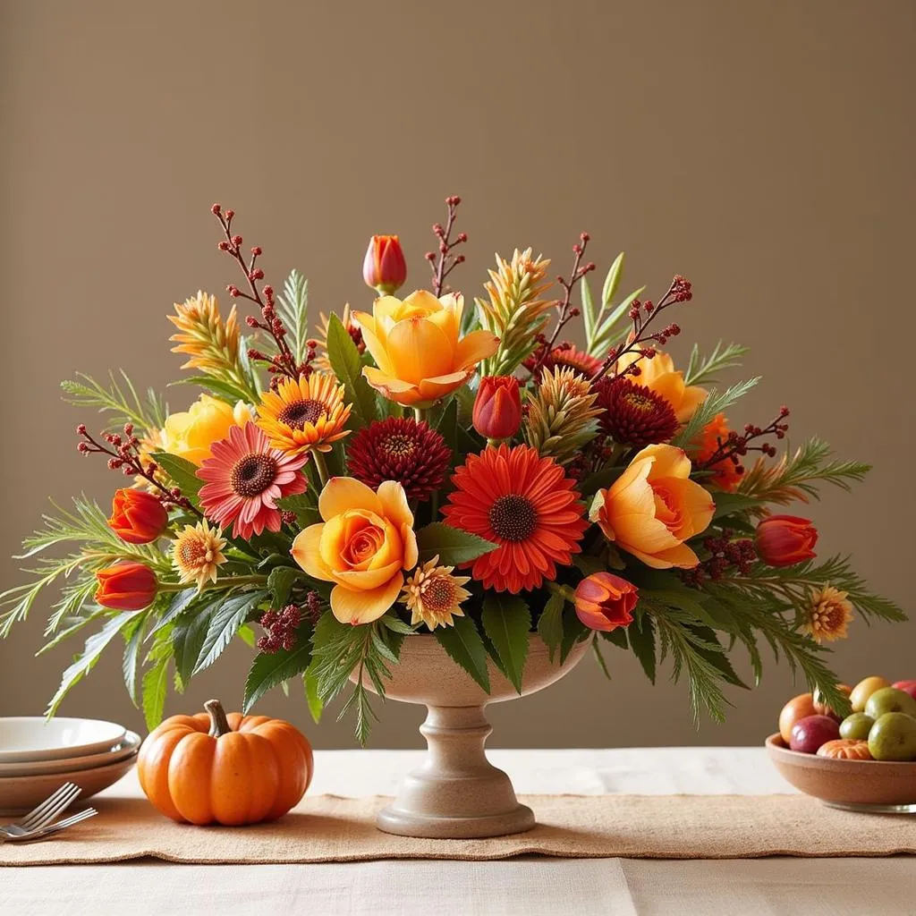 Thanksgiving Floral Centerpiece Plastic Canvas Pattern