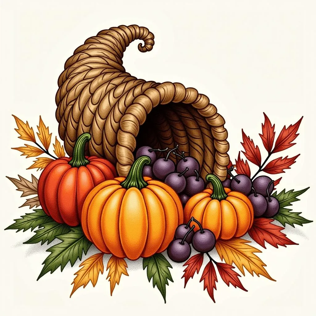 Thanksgiving Cornucopia Plastic Canvas Pattern