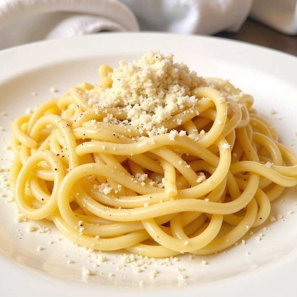 Plated Gluten-Free Cacio e Pepe