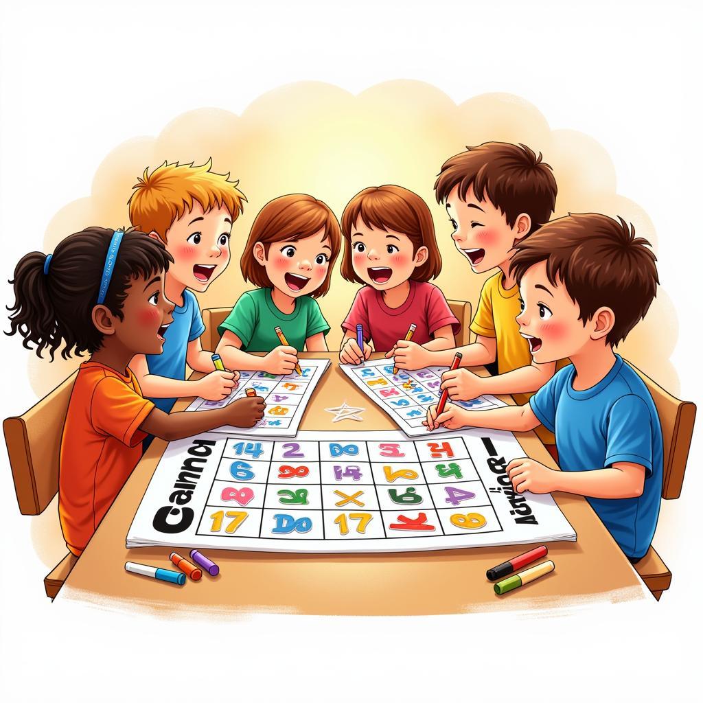 Children Enjoying a Bingo Game