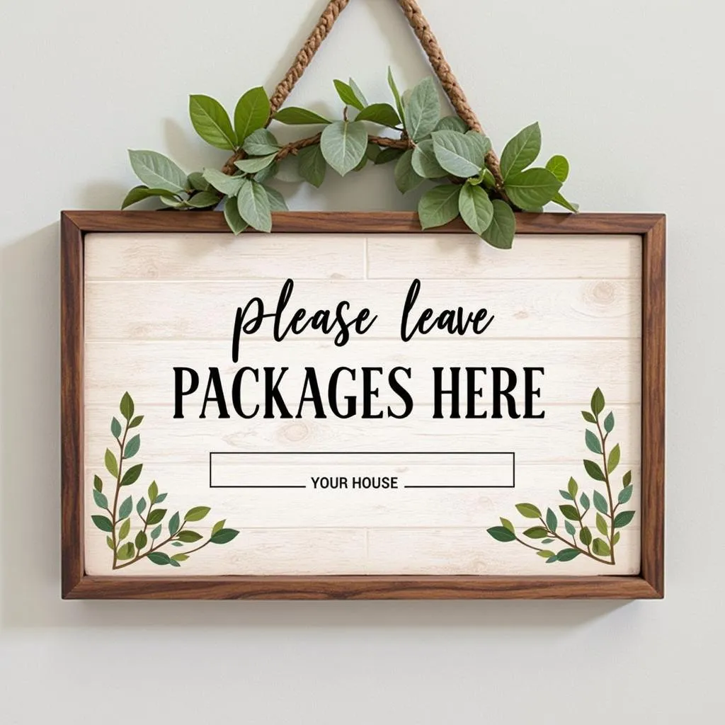 Rustic and Charming &quot;Please Leave Packages Here&quot; Sign Template