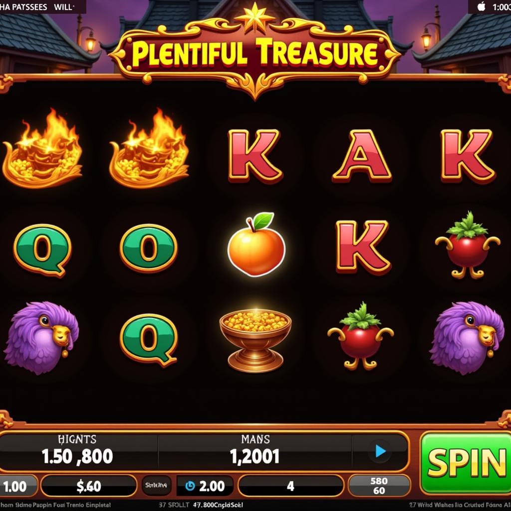 Plentiful Treasure Slot Game Interface