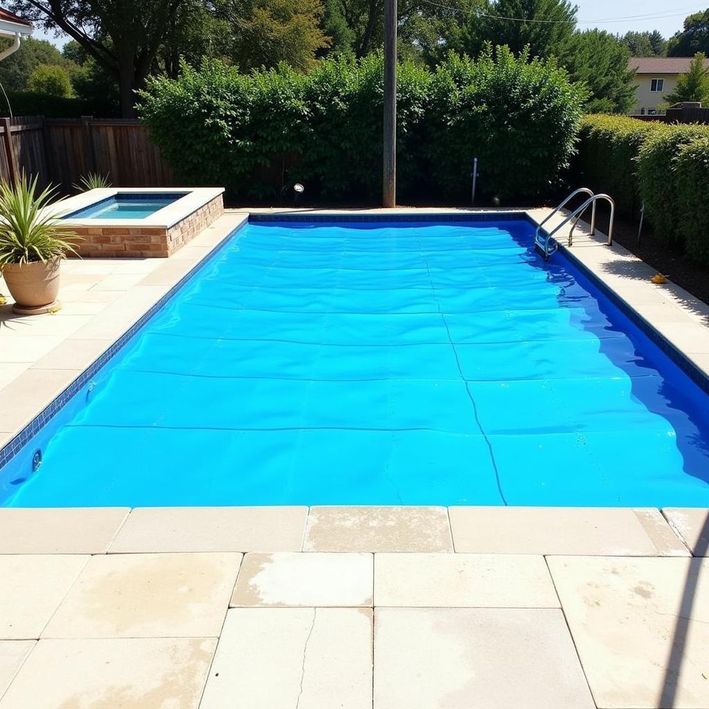 Swimming Pool Covered to Minimize Chlorine Loss from Sunlight