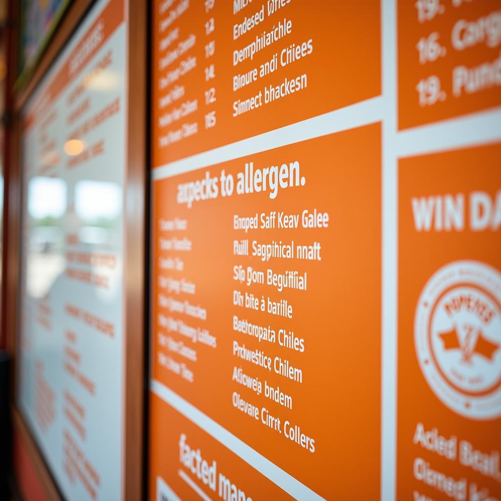 Close-up of Popeyes menu with allergen information highlighted