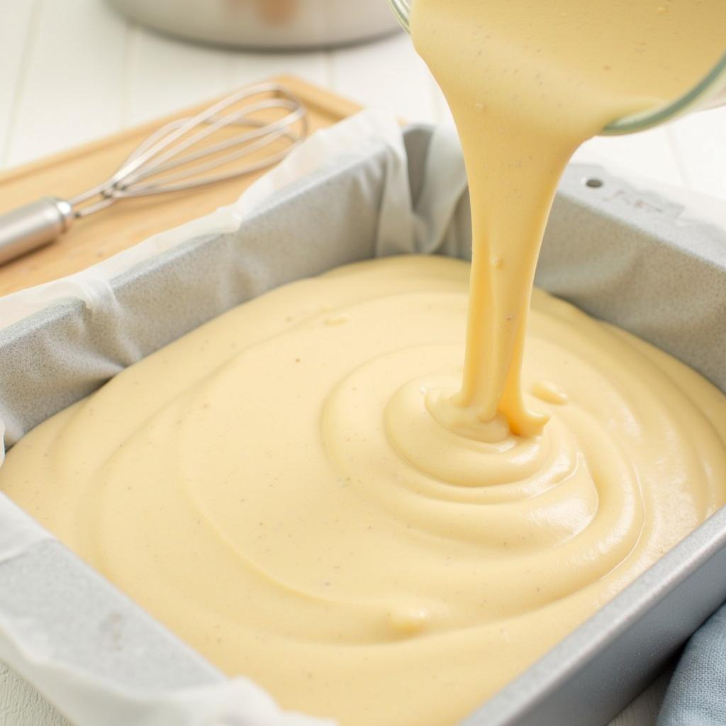 Pouring Gluten-Free Pound Cake Batter