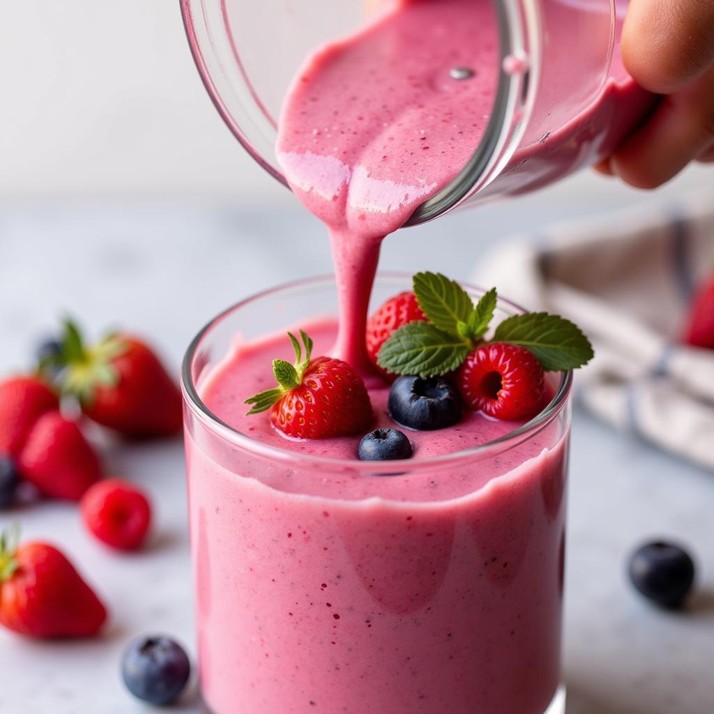 Pouring Lectin-Free Smoothie into a Glass