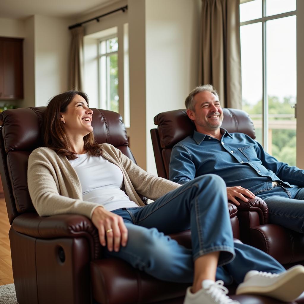 Couple enjoying power recliners