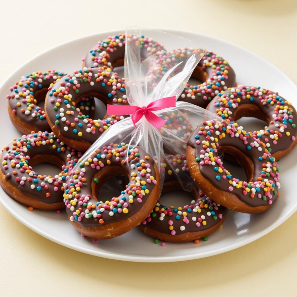 Donut-shaped pretzel treats for teachers