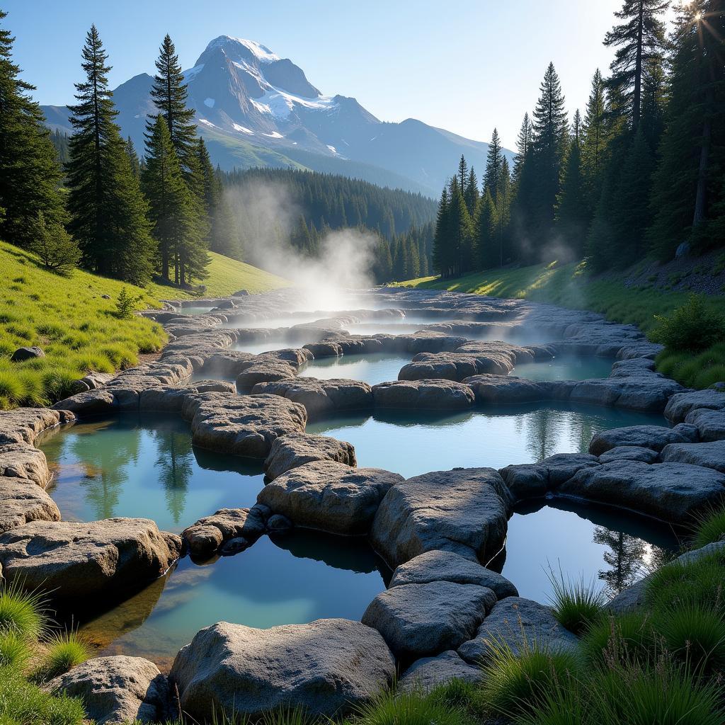 Remote hot springs nestled in the wilderness near Mt Shasta