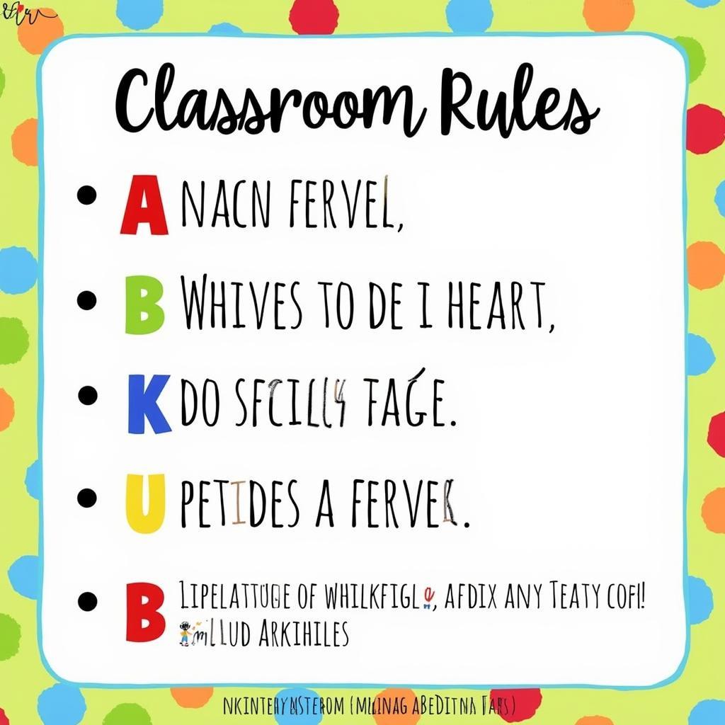 Printable Classroom Rules Chart with Colorful Borders