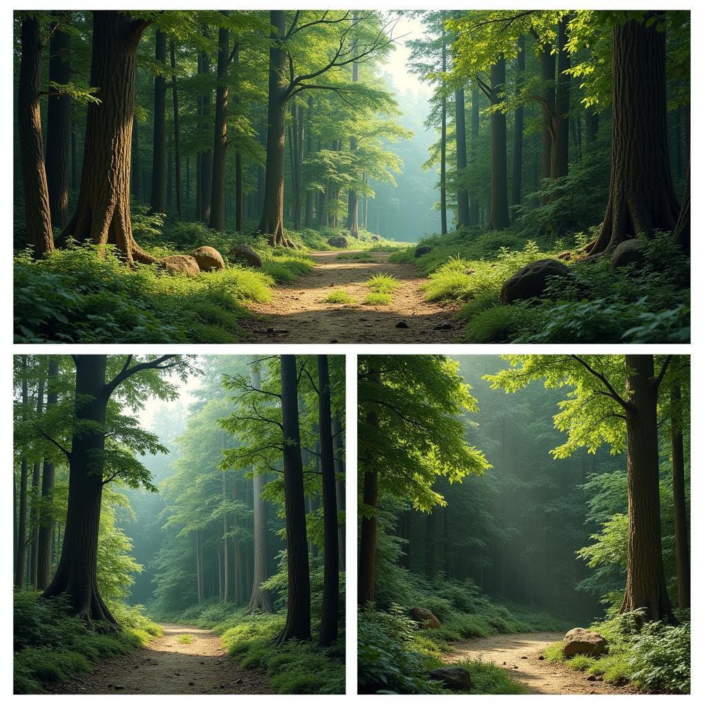 Free printable diorama backgrounds featuring a lush forest setting