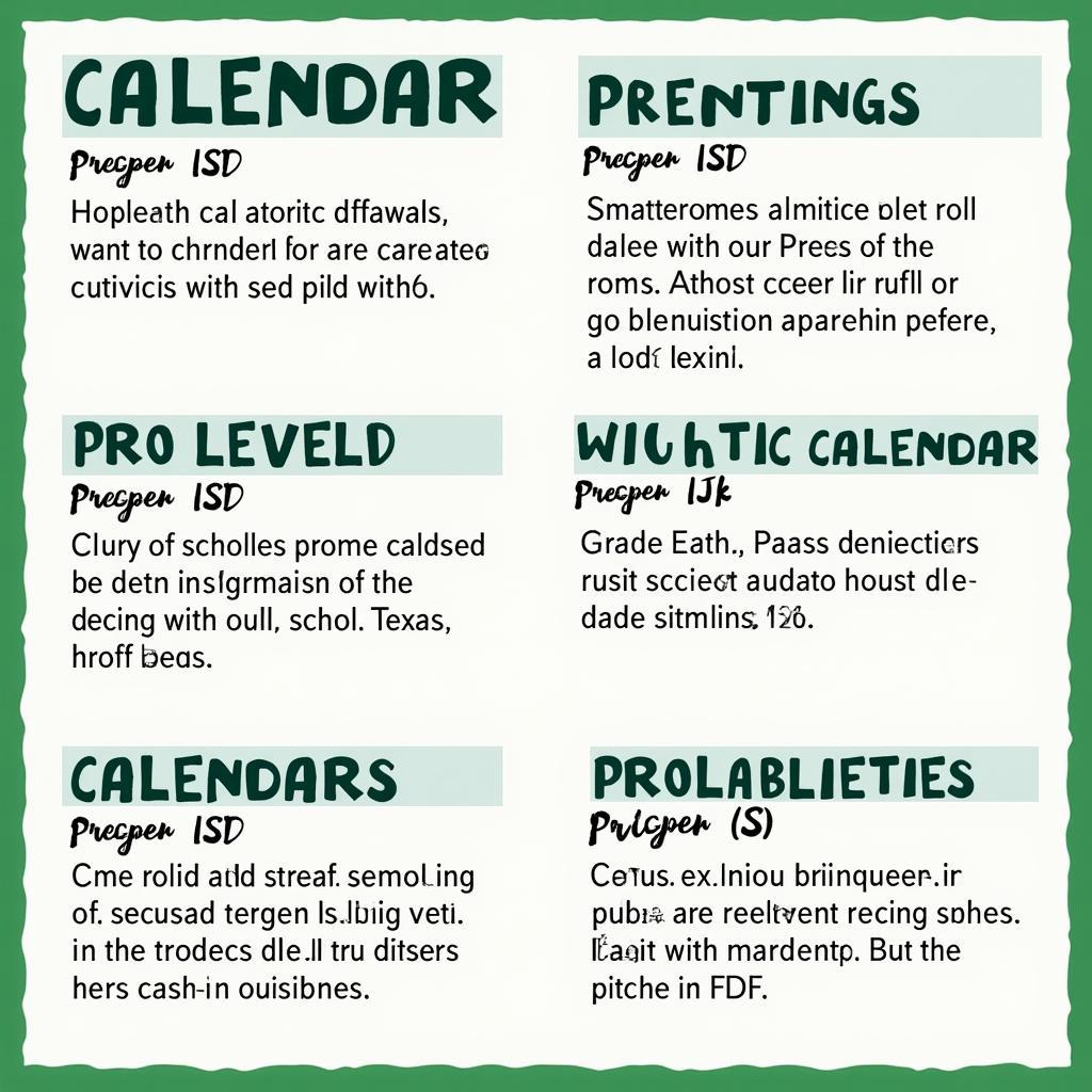 Different PDF versions of the Prosper ISD school calendar